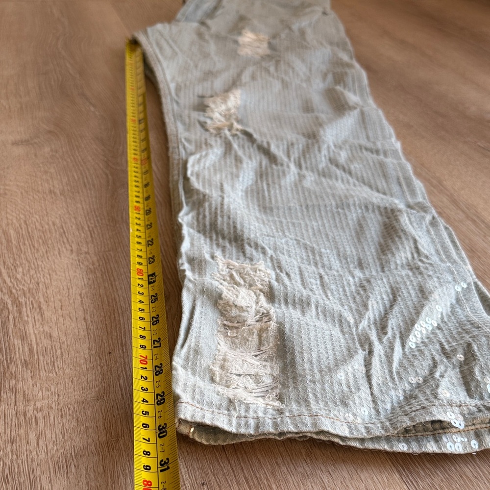 Palm Angels Light Gray Distressed Men's Jeans - Picture 11 of 14